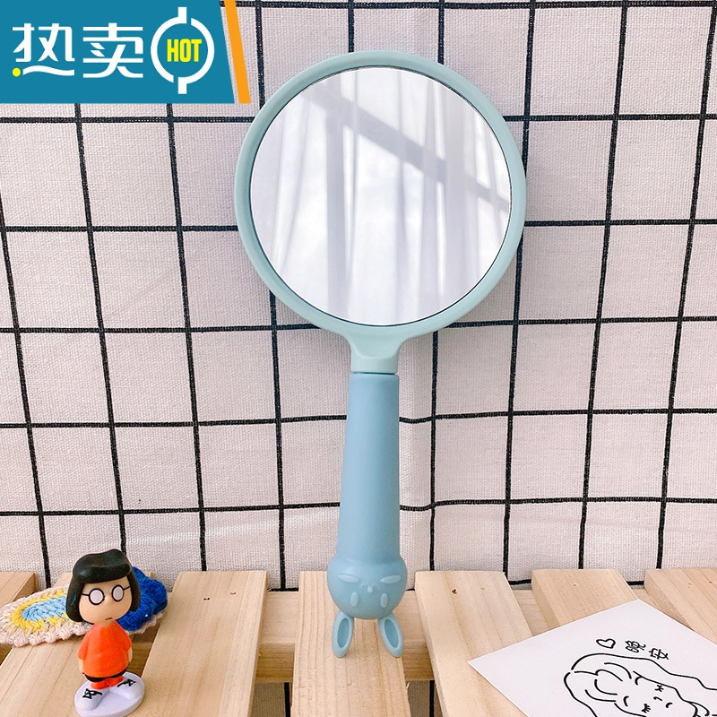 敬平可爱儿童镜子少女桌面可旋转便携公主宝宝女童梳妆化妆镜女孩发梳 4#蓝色镜子便携式用镜
