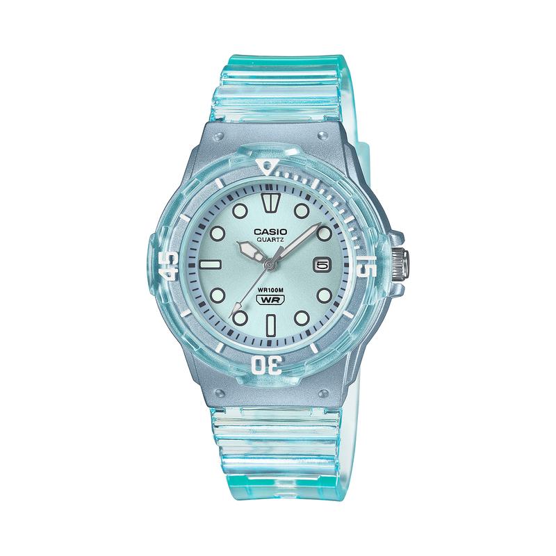 CASIO 卡西欧日韩男士商务防水透明白壳皮带石英腕表