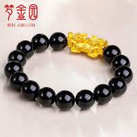 梦金园 黄金幸运物3D硬金貔貅手串 足金999 双头好运纳福款 定价 黄金饰品首饰