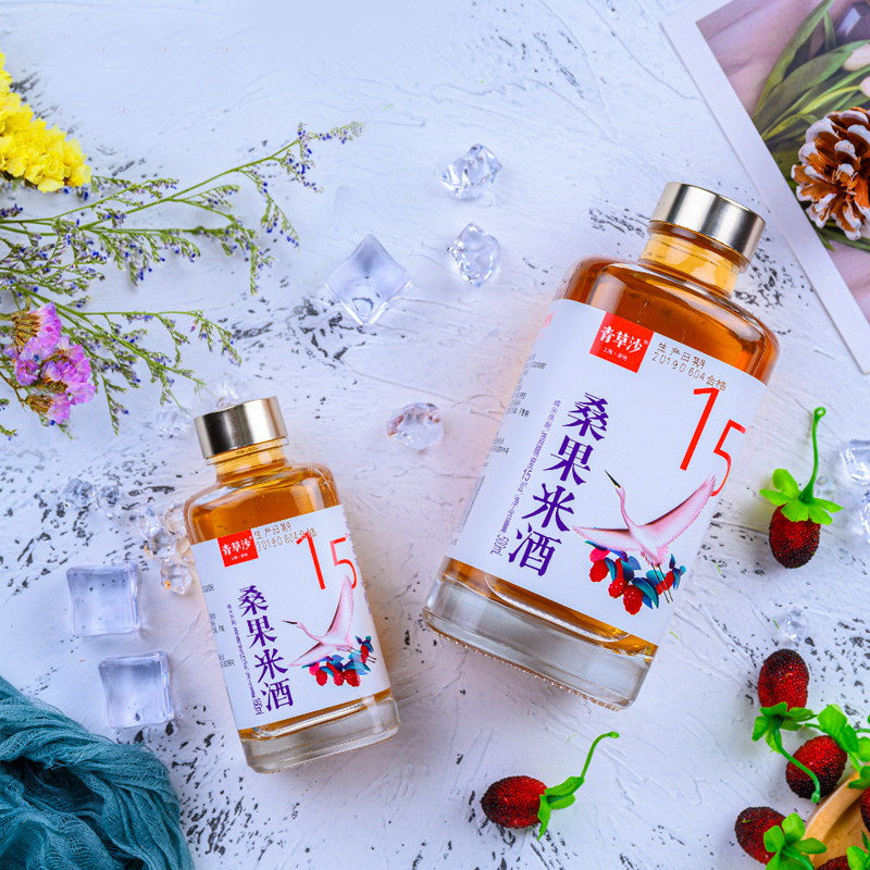青草沙花果酒桑果味米酒15度160ml