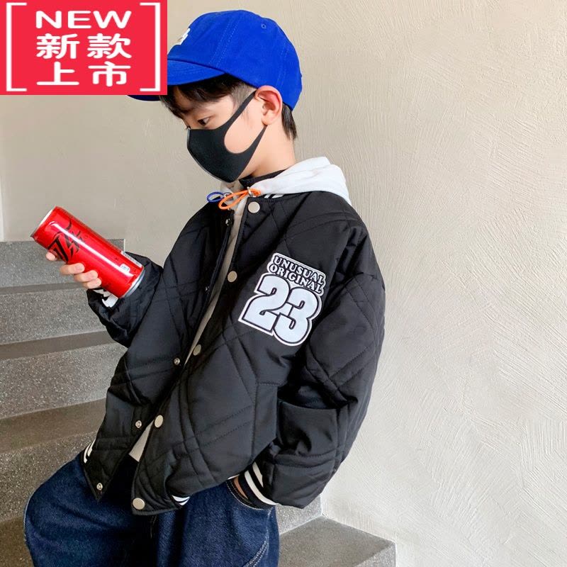 可莉允男童棒球服外套夹棉秋冬款2022新款中大儿童棉服加厚洋气男孩加绒图片
