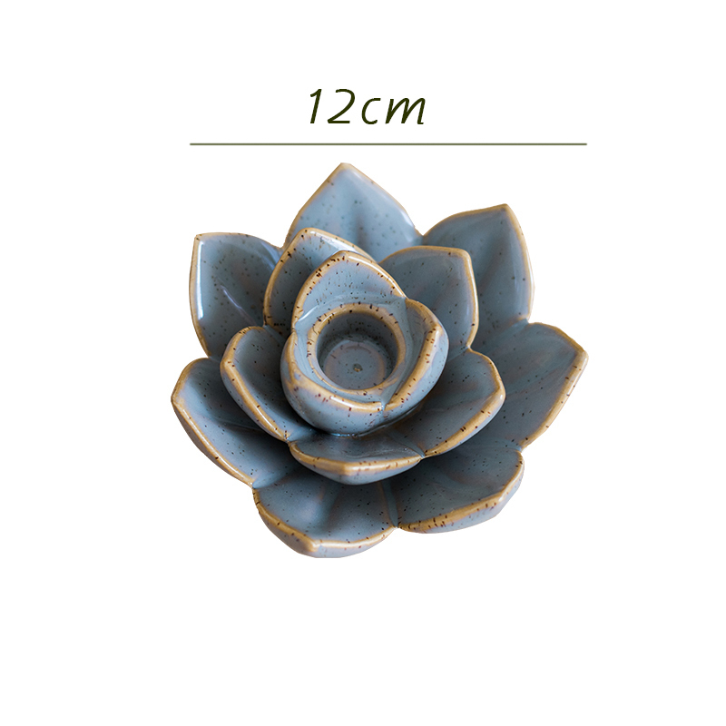 陶瓷花 多肉植物 瓷莲花 烛台摆件桌面装饰镇纸 艺术 蓝鸟烛台_244