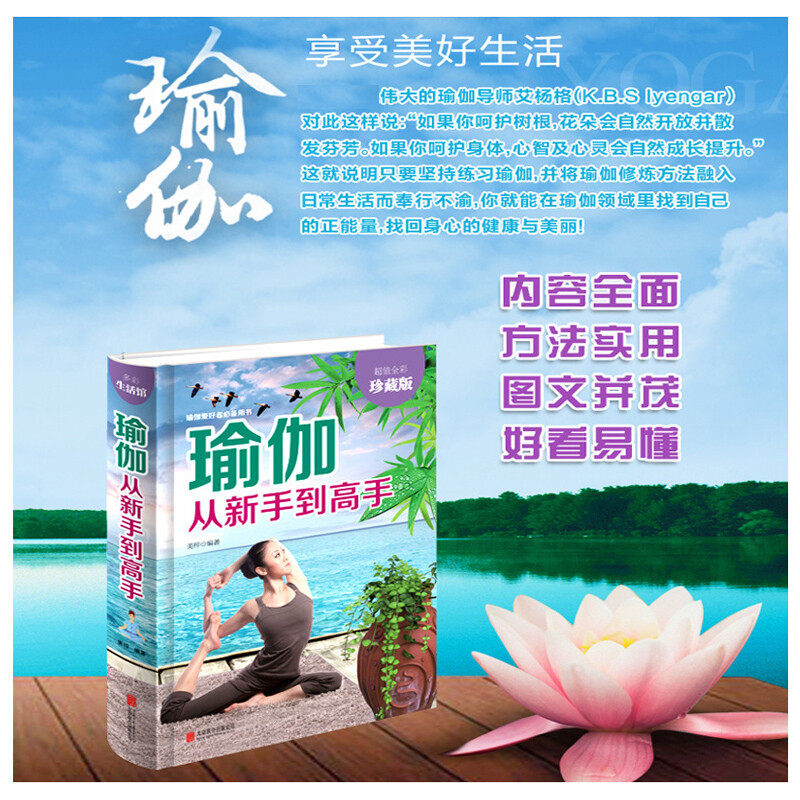 瑜伽从新手到高手(全彩珍藏版) [正版]瑜伽从新手到高手 初学者零基础减肥瘦身教程大全书籍 初级入门瑜伽塑身 普拉提高清大图