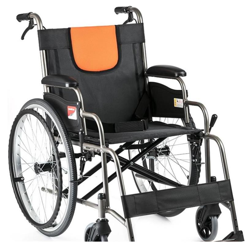 鱼跃轮椅h062老年人家用铝合金折叠便携老年手动代步车轮椅手推车