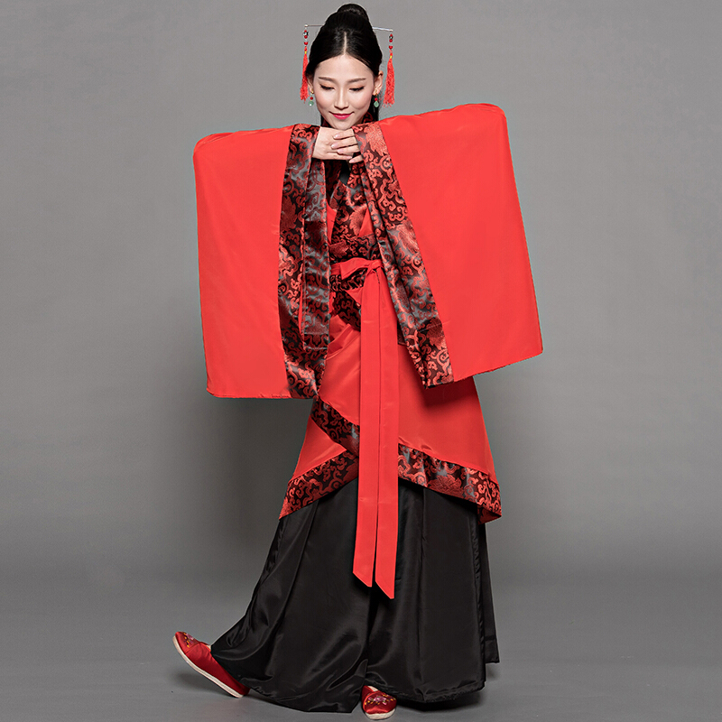 古装服汉元素改良中国风广袖襦裙演出服学生复古礼汉服女套装yy红色