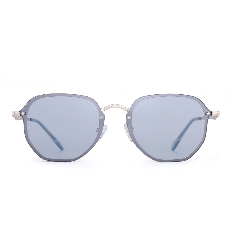 JIM HALO太阳镜男女同款简约时尚潮人同款防紫外线墨镜新款防辐射六边形轻薄彩膜全框眼镜BAX0025