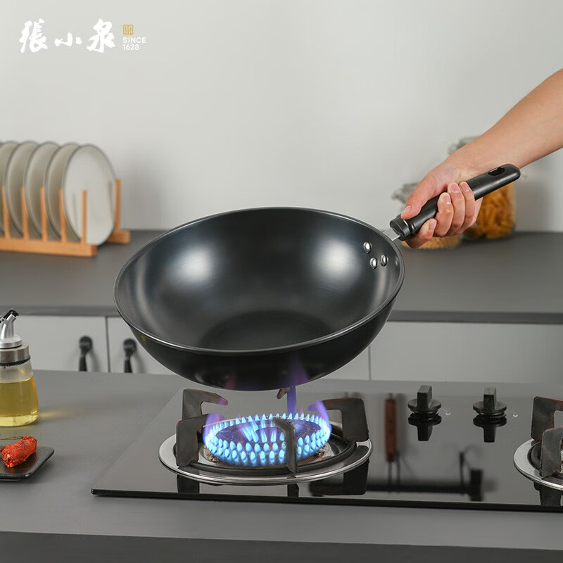 张小泉 东坡家黑金铁锅 厨具 无涂层炒锅电磁炉燃气通用32CM C30620100高清大图