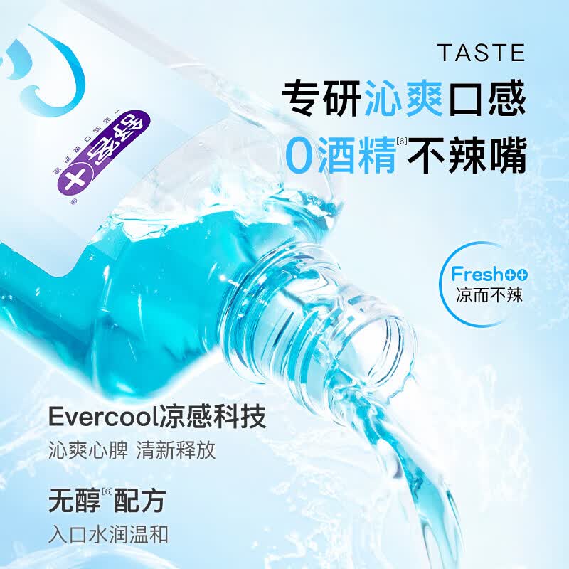 舒客 沁爽清新漱口水(酷爽薄荷香型)500ml 清新口气 温和不辣 0酒精 深层清洁去口臭高清大图