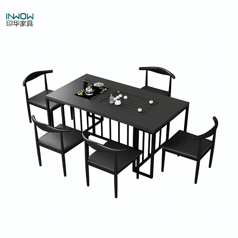 印华(YINHUA)火烧石茶桌一桌五椅 茶几 茶台 茶桌(1300*800*760)(套)高清大图