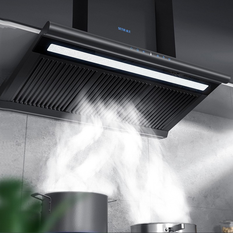 森太顶吸式抽油烟机家用厨房自动清洗大吸力t型壁挂式 黑色