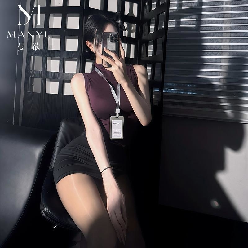 曼欲性感情趣内衣纯欲风秘书包臀裙空姐制服激情夜店免脱套装9488高清大图