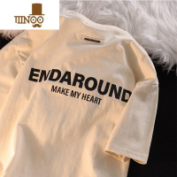 YANXU短袖情侣装T恤男女同款bf风中性宽松韩版中袖ins 2XL 杏色L