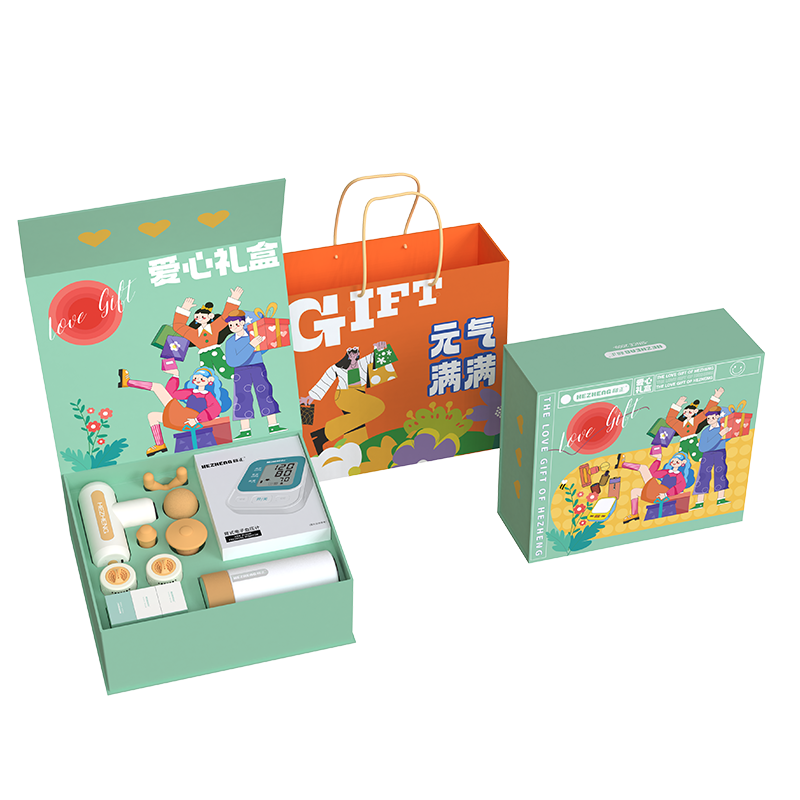 和正 血压计 爱心组合 孝心礼盒健康礼物(筋膜枪+温显水杯+测压计+艾灸罐-2)爱心礼盒一HZ-LOVE-1!高清大图