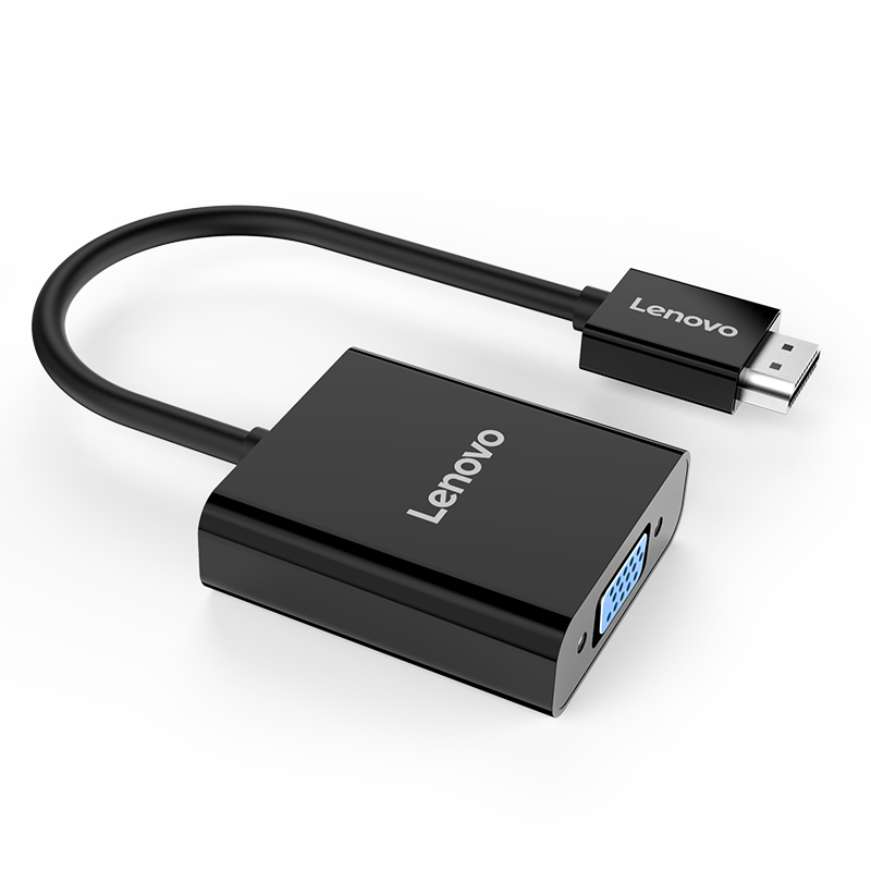 联想(Lenovo)HDMI转VGA转换器 高清视频转接头 带音频接口适配器 笔记本/投影机/显示器 H203(黑色)