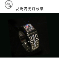 JiMis925银银男士钻石戒指潮男个性男款活口指环仿真莫桑石镀铂金礼物