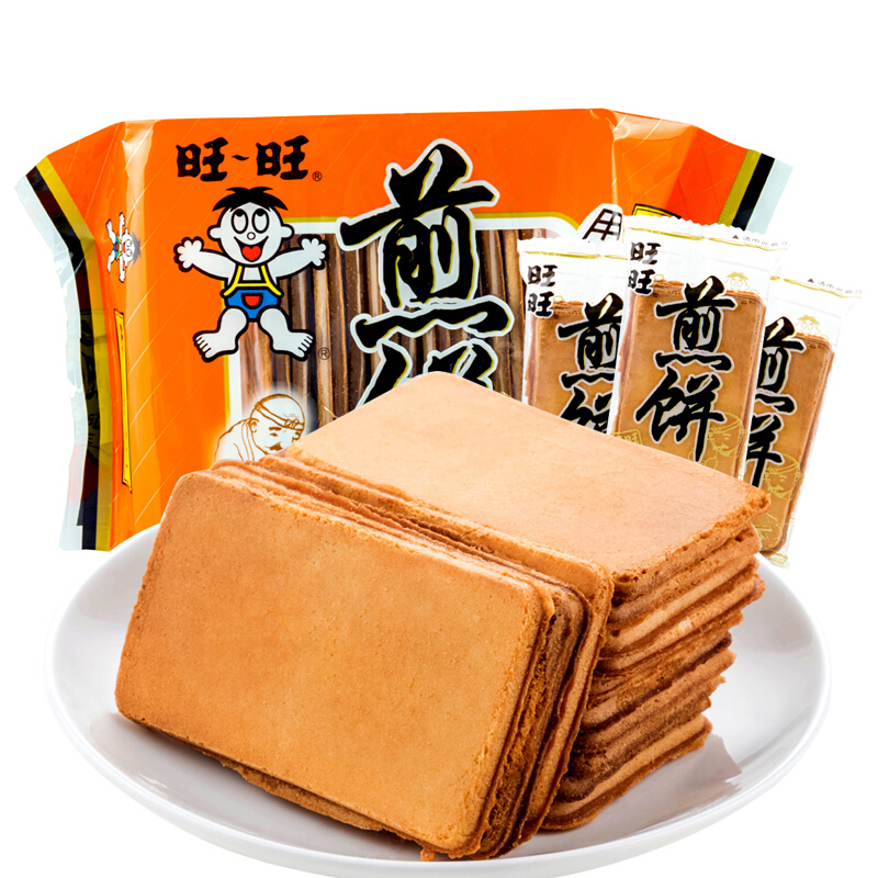 旺旺煎饼100g*5包鸡蛋煎饼铁板煎饼饼干休闲办公室零食品小吃 视频