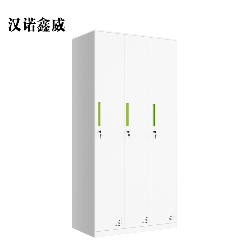 汉诺鑫威更衣柜员工储物柜铁皮带锁储存柜健身房更衣室钢制六九门宿舍柜子高清大图
