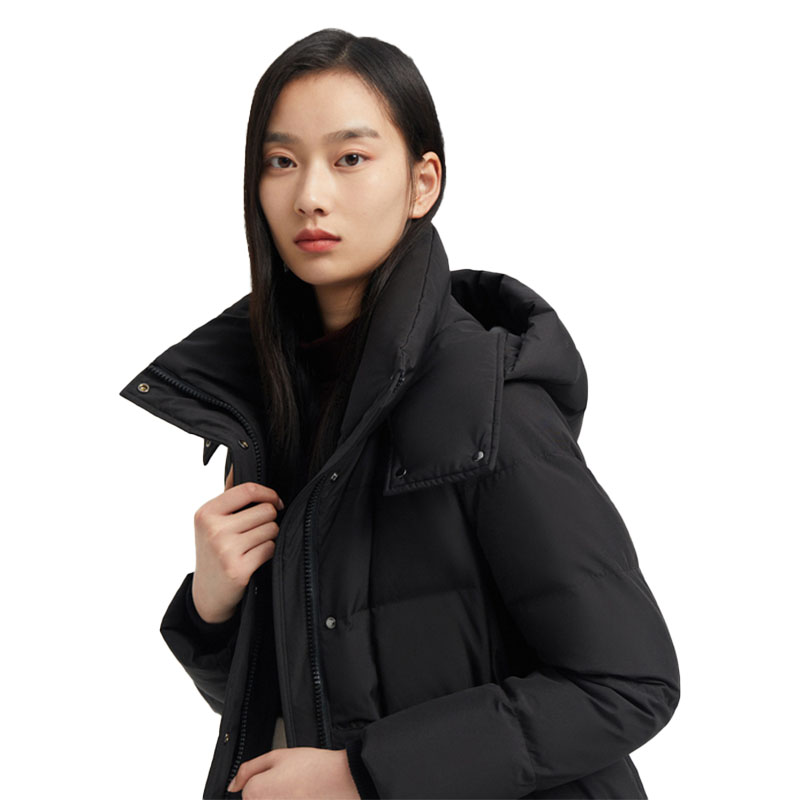 波司登 女修身中长款带连帽羽绒服c b00145172