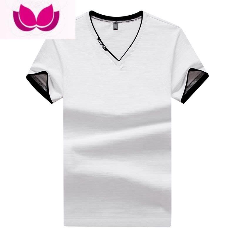 七斓夏季短袖男士T恤V领男装新款上衣时尚百搭潮流休闲t恤打底衫图片