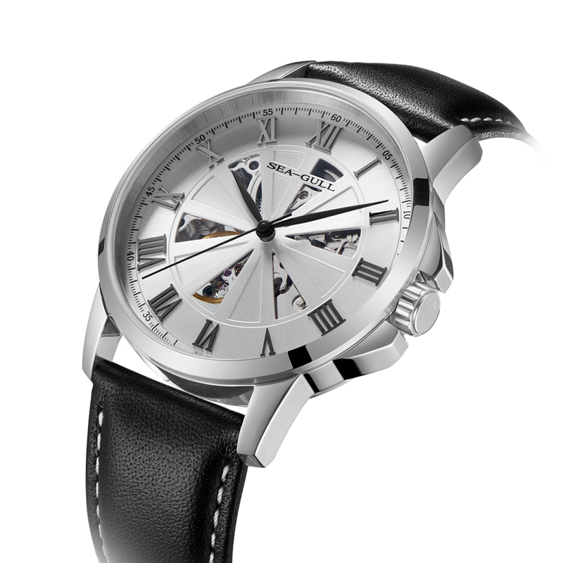 海鸥表seagull海鸥手表男士镂空自动机械表光影系列休闲皮带男表6068k