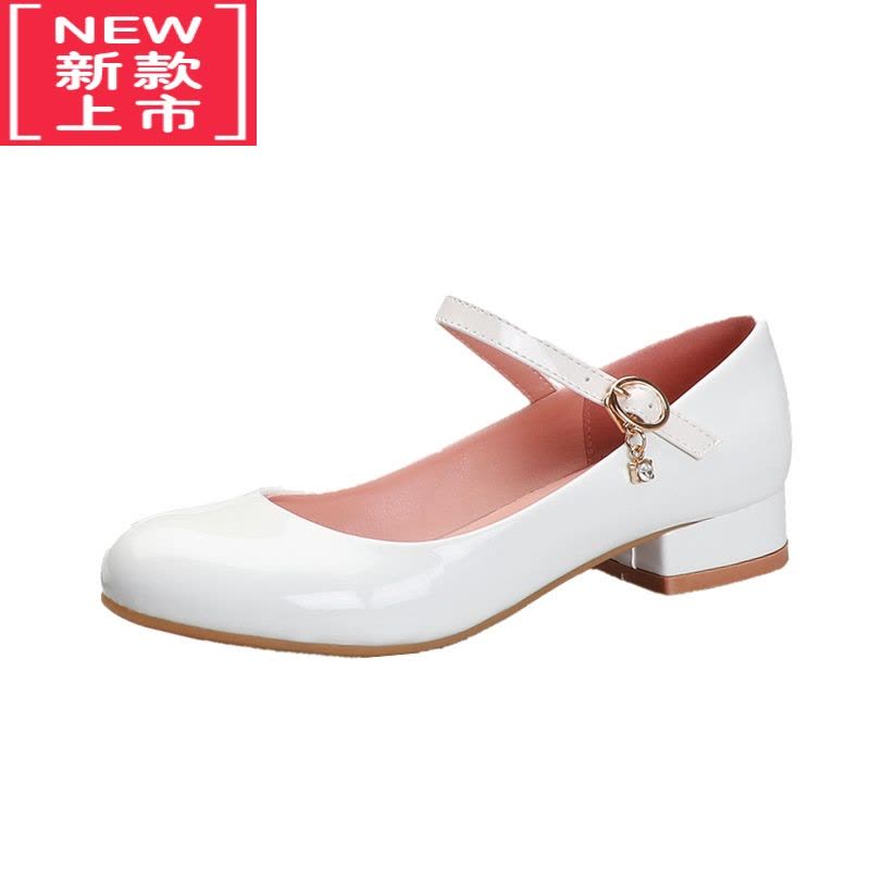 可莉允女童黑皮鞋演出鞋软底儿童高跟鞋公主鞋白色中大童小女孩礼服鞋子运动休闲鞋图片