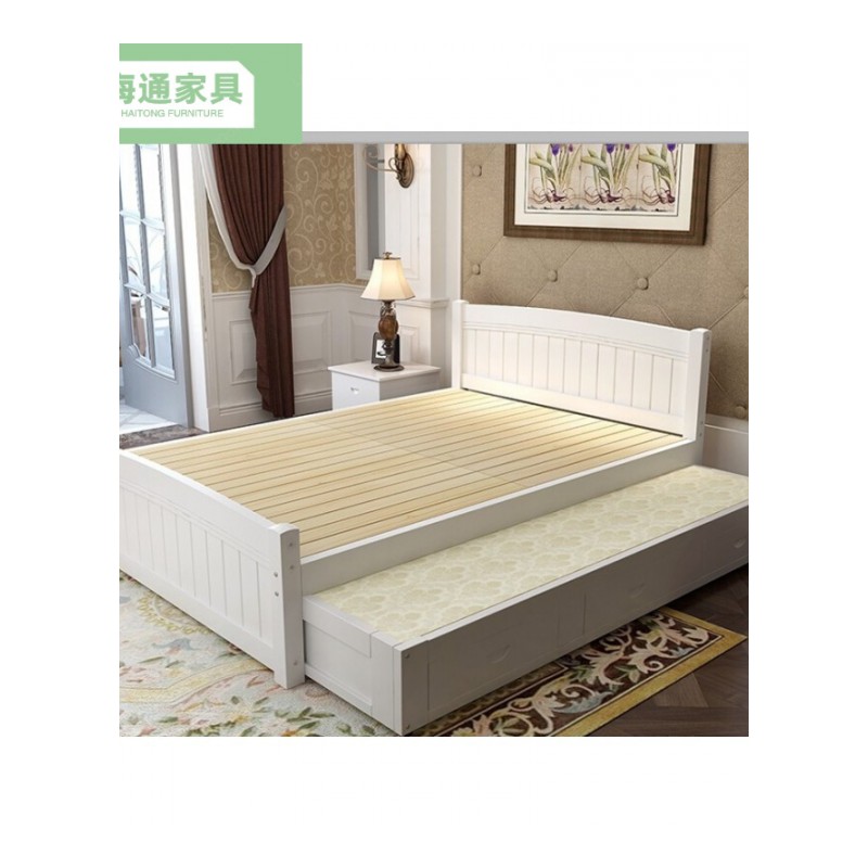 双人床实木床箱体抽拉欧式推拉床121518米双人床单人床时尚简约参数