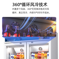 松氏冰箱商用饮料展示柜冷藏冰柜保鲜柜立式超市双开门冷藏柜啤酒柜800L直冷铝合金款