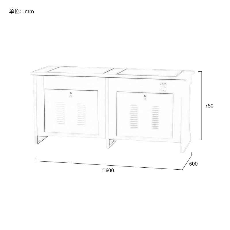 富莱斯宝 翻转电脑桌双人翻转电脑桌 1600*600*750 张高清大图