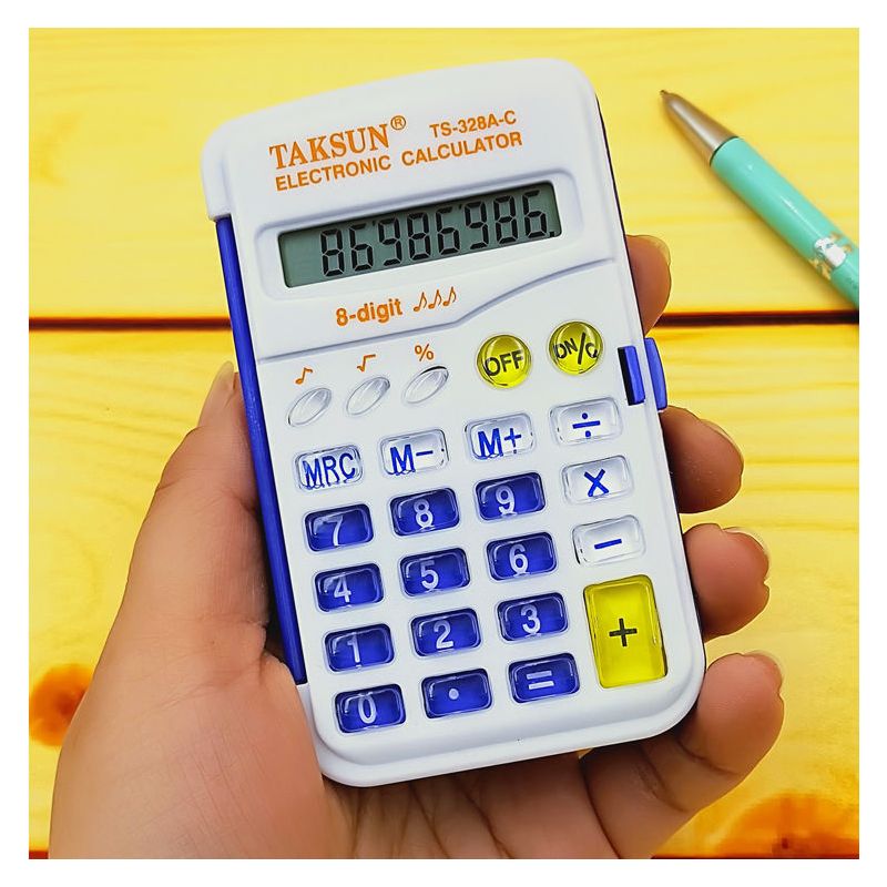 小学生彩色计算器迷你掌上便携翻盖折叠水晶按键儿童考试计算机|3858玫红色