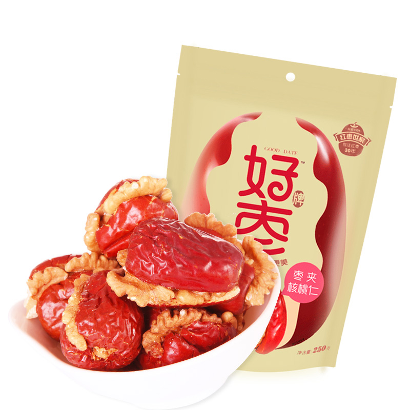 好牌 红枣夹核桃仁 250g 枣子 核桃 南北干货