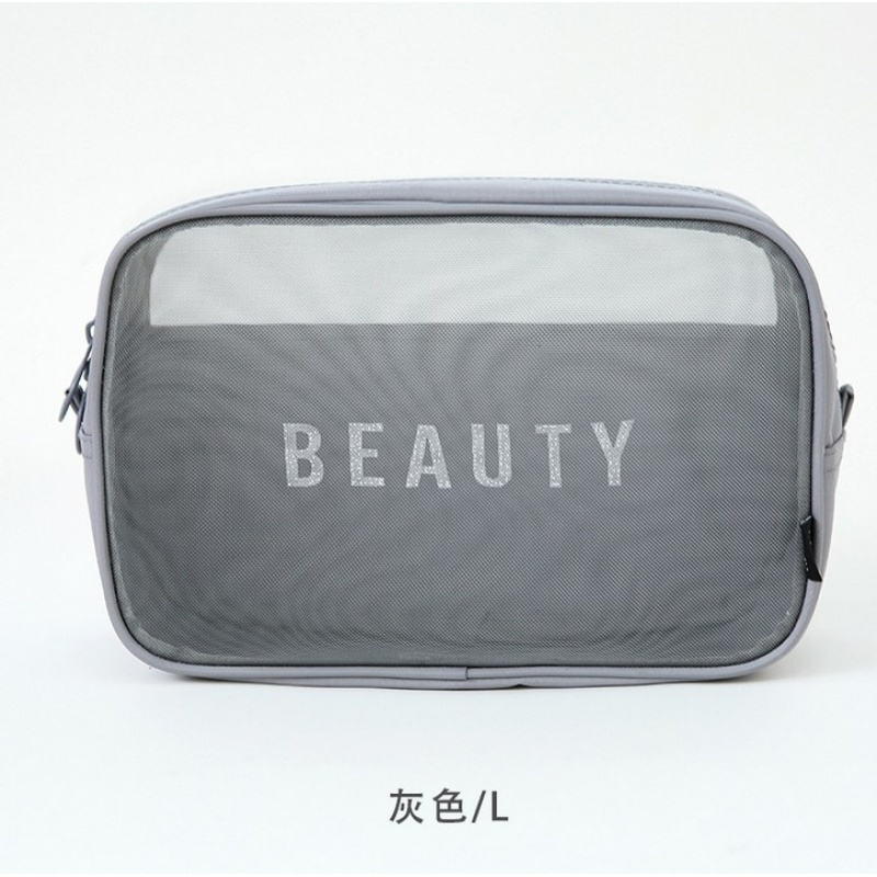 化妆包小号便携大容量简约化妆品收纳包女随身手拿透明网纱洗漱包