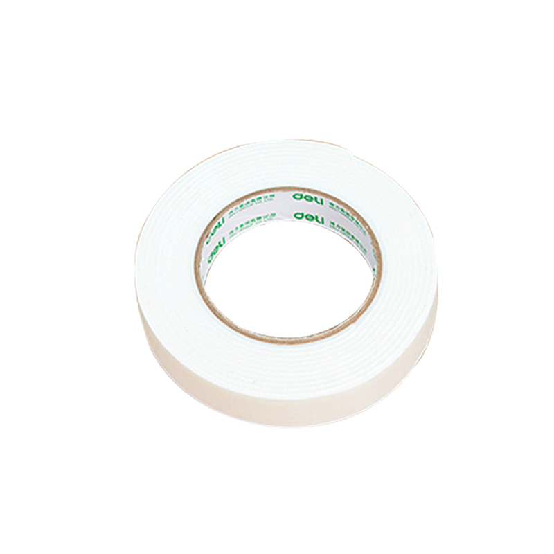 得力30412 强力高粘度EVA泡棉双面胶带 24mm*5y*2.5mm 12卷袋装 办公用品 白色