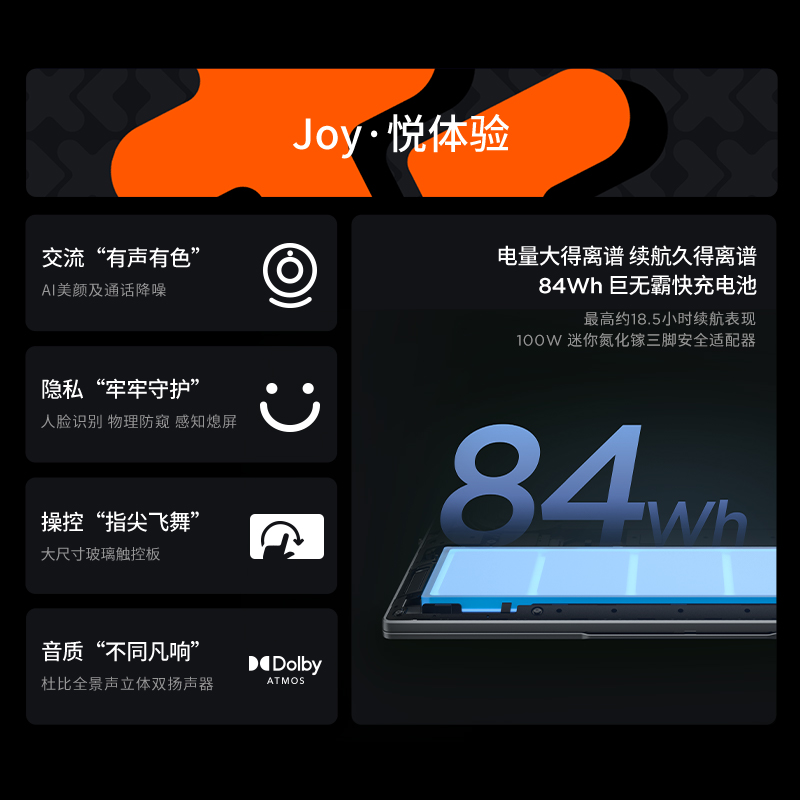 联想(Lenovo)小新Pro14锐龙版14英寸轻薄笔记本电脑(R7-8745H 24G 1T 2.8K 120Hz OLED)鸽子灰高清大图