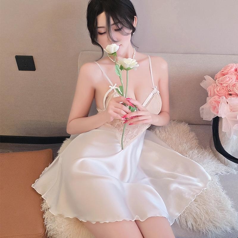 长夜漫漫情趣内衣性感诱惑蕾丝睡裙纯欲风睡衣深V露背装qqny1215高清大图