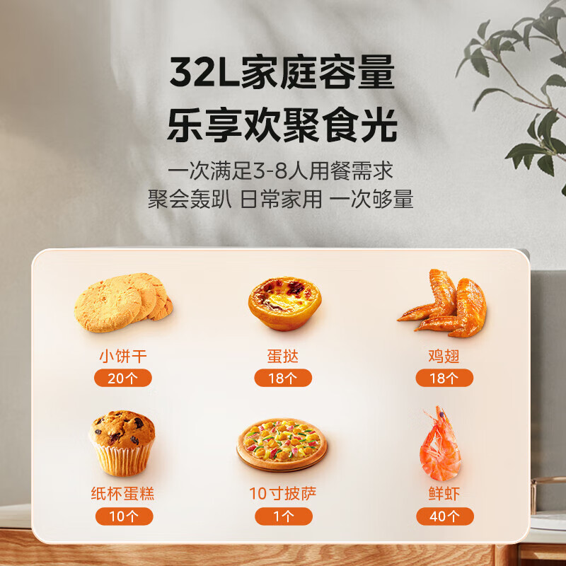 美的(Midea)家用多功能电烤箱32L 3D热风 搪瓷内胆 双层门保护电烤箱T3-L324D三代高清大图