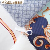水星(MERCURY)家纺贡缎四件套活性印花全棉纯棉被套1.8米法尔奈斯