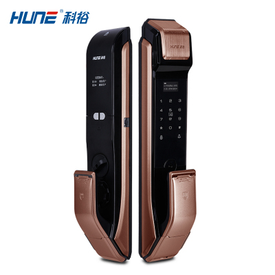 HUNE科裕智能锁 推拉式家用指纹锁 防盗门密码锁 电子锁大门锁 X80（玫瑰金）标准版