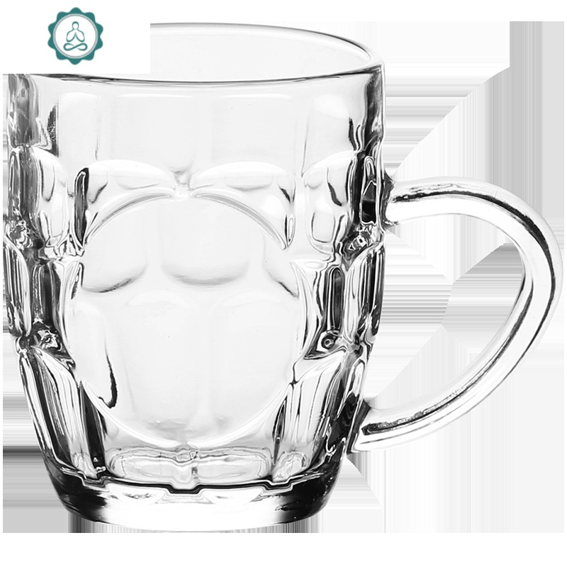 透明玻璃杯带把家用大容量啤酒杯泡茶杯套装男扎啤杯大号喝水杯子 封