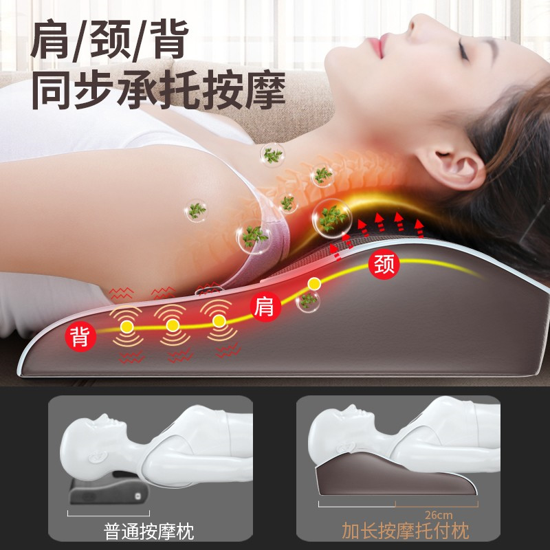 [品牌钜献]奥克斯(AUX)颈椎按摩器背部腰部多功能热敷按摩枕头揉捏推拿家用按摩垫 奢华棕高清大图