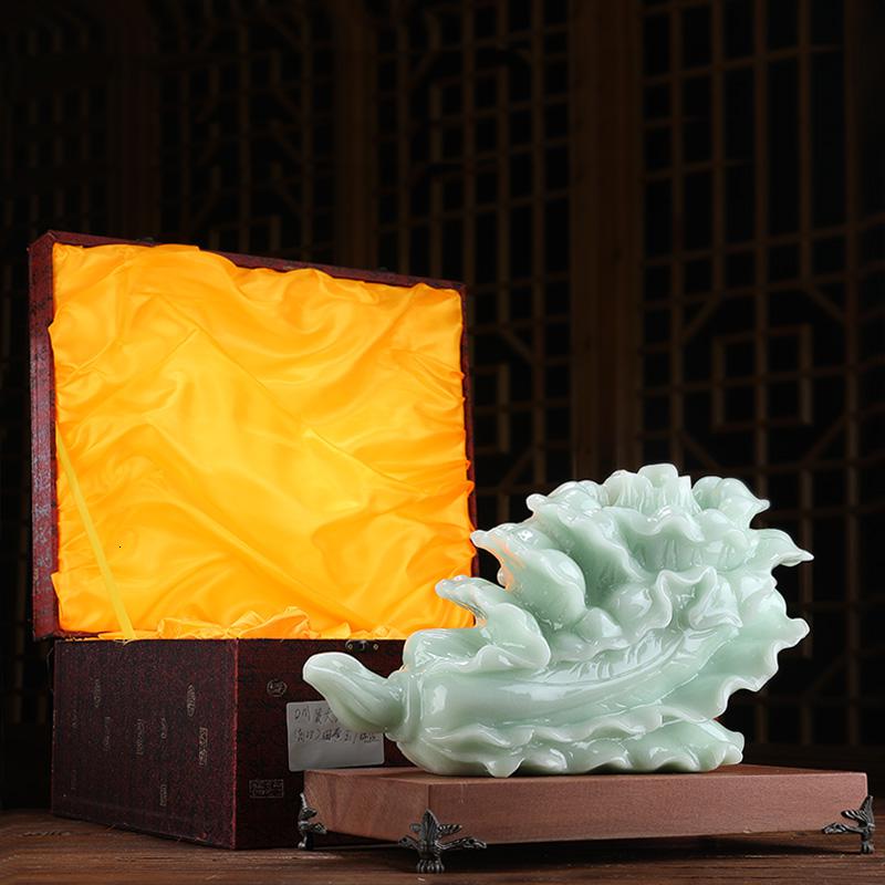 美帮汇玉石白菜摆件大号百财如意工艺品客厅电视柜装饰品高清大图