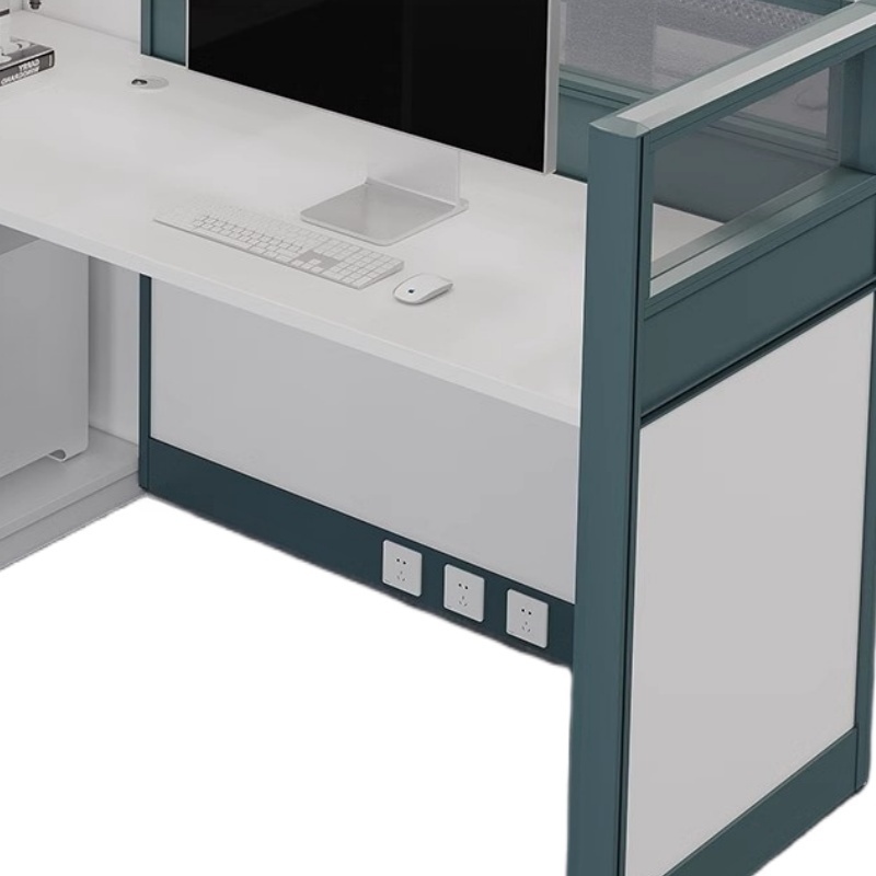 豫龙都屏风工位带柜三人张高清大图