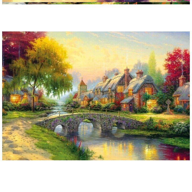 大号平图2000成人拼图大拼图难度10000恶搞水晶1000块带框puzzle 深紫色看夕阳1000分区高清大图