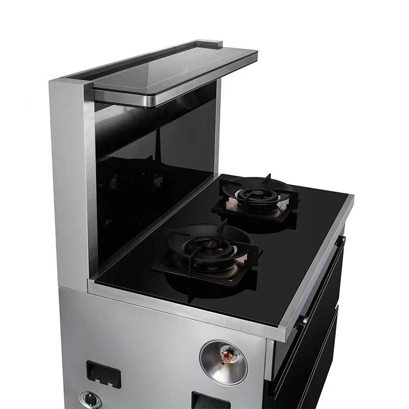 美菱(meiling)集成灶 黑晶防爆钢化玻璃家用一体灶 头部保温置物侧吸