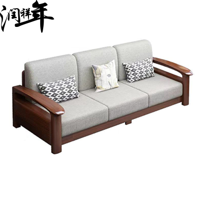 实木布艺三人位沙发 S031/张