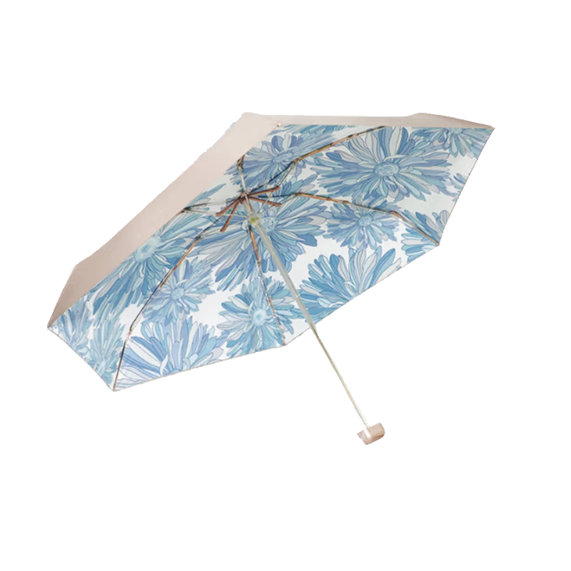 艾逸瑶选 荼锦系列铝合金骨金胶布扁六折晴雨伞-B款 YS-1844高清大图