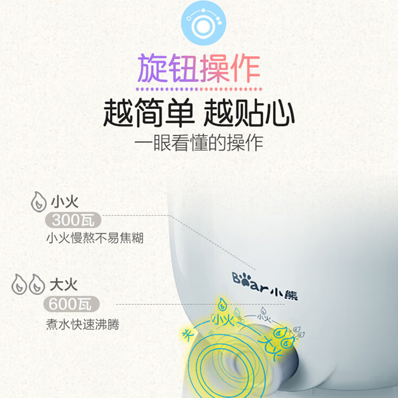 小熊电火锅1.2L带蒸笼DRG-C12R5多功能锅泡面火锅高清大图