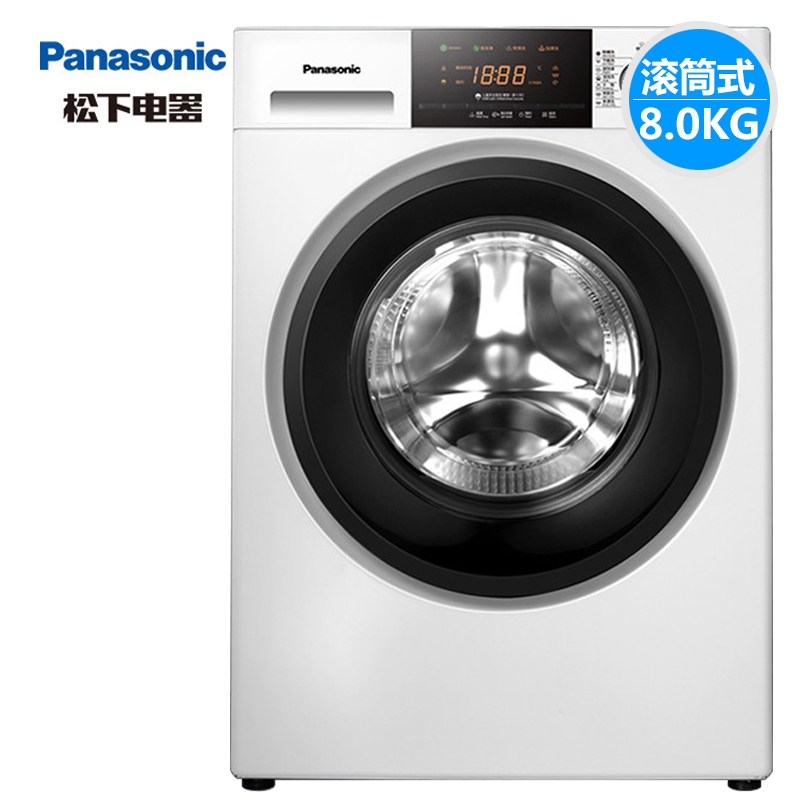 松下(Panasonic)新品 松下洗衣机8公斤变频全自动滚筒洗衣机白色高温除菌门窗自洁健康除螨洗XQG80-N82WP