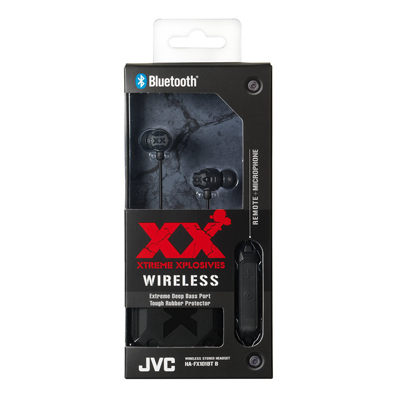 杰伟世（JVC） HA-FX101BT 无线蓝牙运动耳机入耳式超重低音炮跑步健身语音通话耳塞带麦线控 黑色