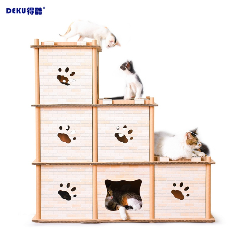 瓦楞纸多层组合猫房子猫跳台猫爬架猫抓板大号猫磨爪器猫窝(请先与客服确认再)