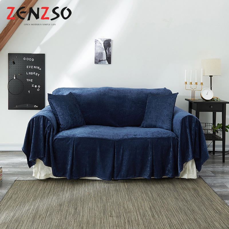 家柏饰(CORATED)沙发巾全盖套罩垫秋冬季北欧式雪尼尔布艺客厅三人组合田园防滑套 雪尼尔米黄 180*280cm高清大图